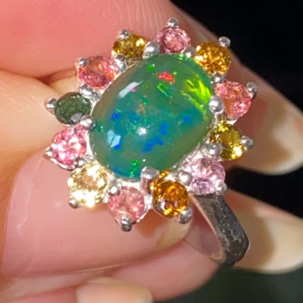 AAA  Genuine Ethiopian Black Opal Ring